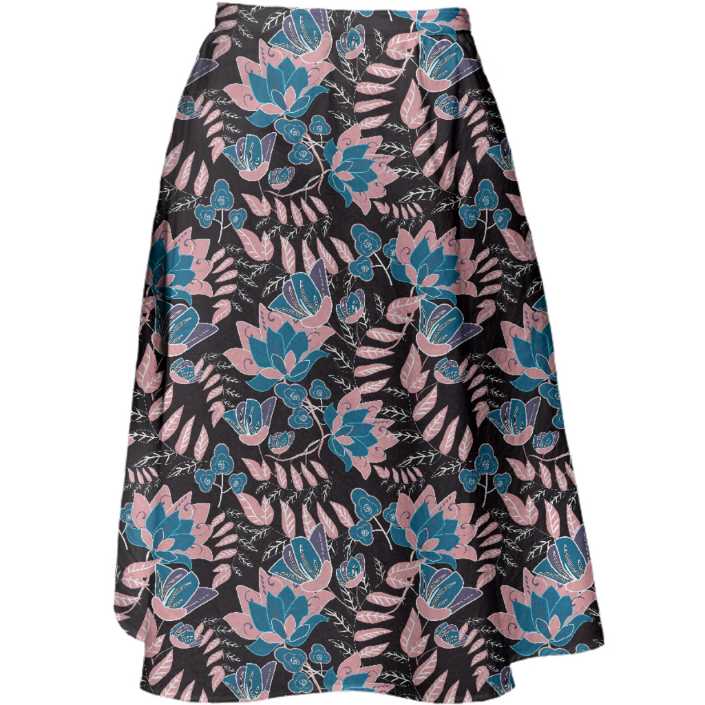 Baby Pink and Blue Floral with white leaves