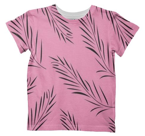 Luxury tshirt pink with Vintage Leaves black