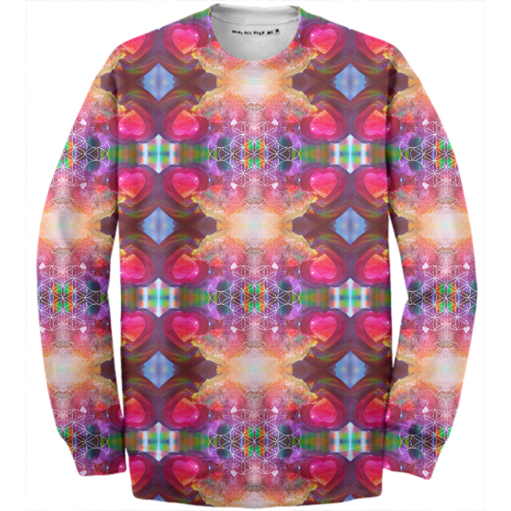 rainbow amethyst and rose quartz crystal rainbow mandala ~ cotton sweatshirt ~ design 02