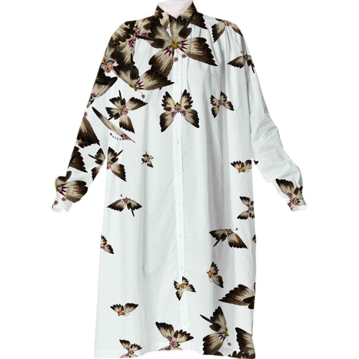 butterfly shirt dress Black Butterfly Print Viscose Crepe Twist Front Midi Shirt Dress