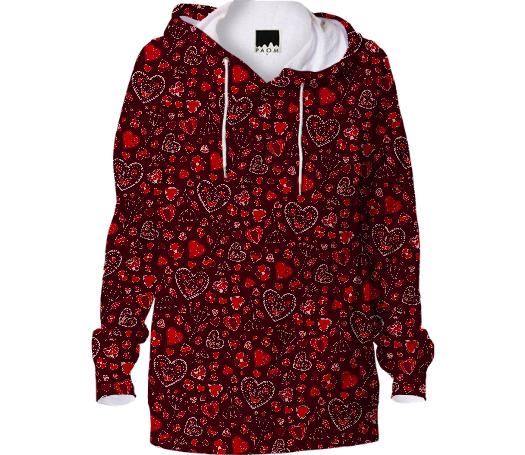 Red hearts and flowers pattern