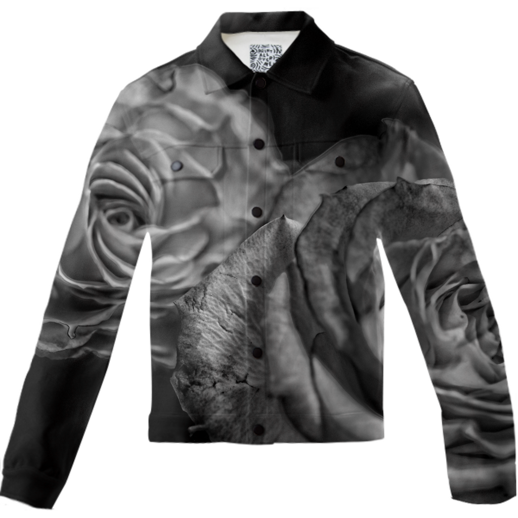 Black and White Roses Twill Jacket