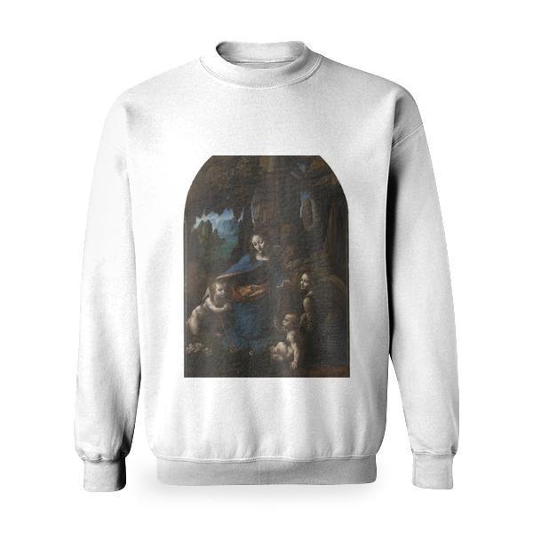 The Virgin Of The Rocks The Virgin With The Infant Saint John Adoring The Infant Christ Accompanied By An Angel Basic Sweatshirt