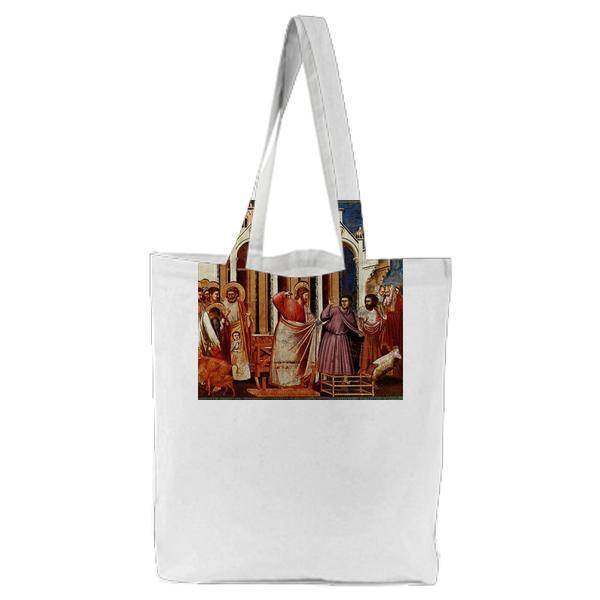 Jesus Drives The Merchants Away From The Temple Tote Bag
