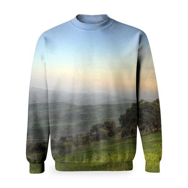 Trees Surrounded By Green Grass Field During Daytime Basic Sweatshirt