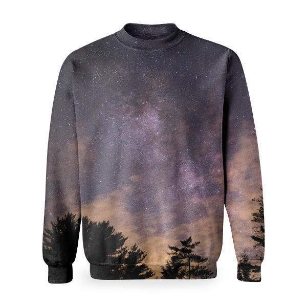 Silhouette Of Trees At Night Basic Sweatshirt