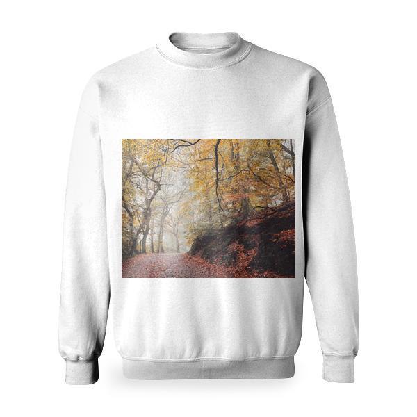 Forest With Green And Yellow Trees Basic Sweatshirt