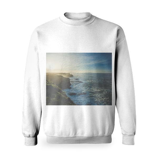 Cliff Near Seashore During Sunny Day Basic Sweatshirt