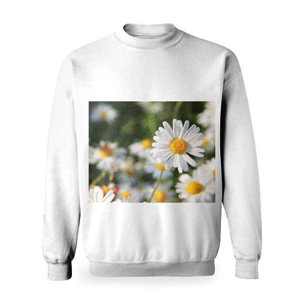 White And Yellow Flower View During Daytime Basic Sweatshirt