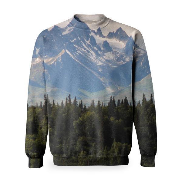 Wood Landscape Mountains Nature Basic Sweatshirt