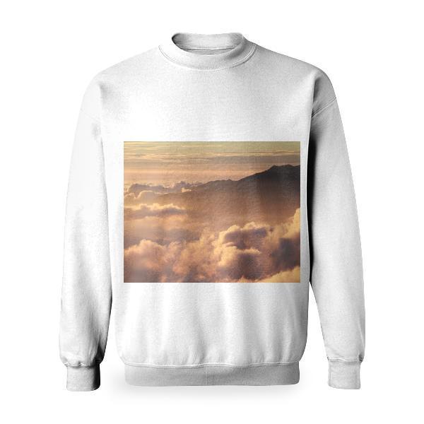 Silhouette Of Mountain With Fluffy Clouds During Sunset Basic Sweatshirt