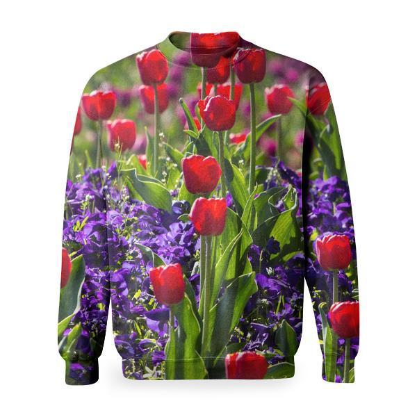 Tulips Flower With Green Leaves During Daytime Basic Sweatshirt