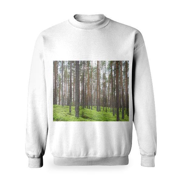 Green Leaf Trees And Green Grass Field During Daytime Basic Sweatshirt
