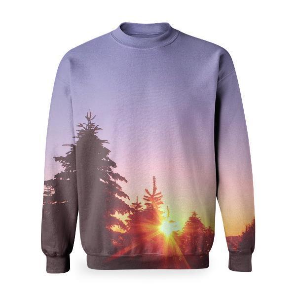 Silhoutte Of Tree During Sunset Basic Sweatshirt