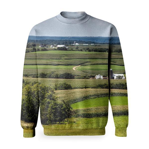 White House Surrounded By Green Trees Under Grey Sky Basic Sweatshirt