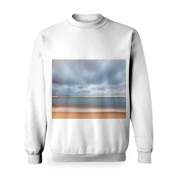 Calm Seat Under Cloudy Sky At Sun Set Time Lapse Photography Basic Sweatshirt