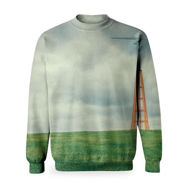 Blue And Brown Windmill During Daytime Basic Sweatshirt