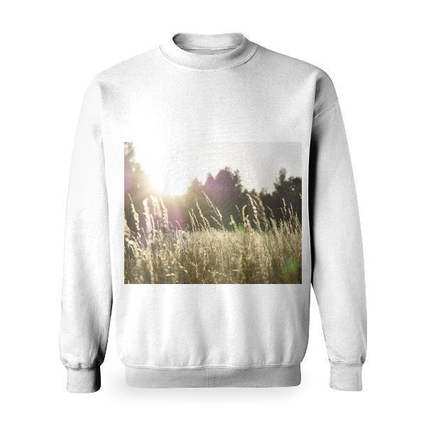 Green And Yellow Grass Field Basic Sweatshirt