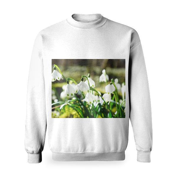 Shallow Focus Photography Of White Flower Basic Sweatshirt
