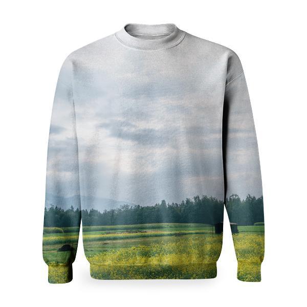 Sky Field Flowers Countryside Basic Sweatshirt