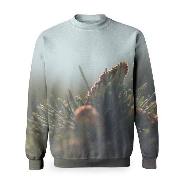 Yellow And Green Flower Plant During In Macro Photography Basic Sweatshirt
