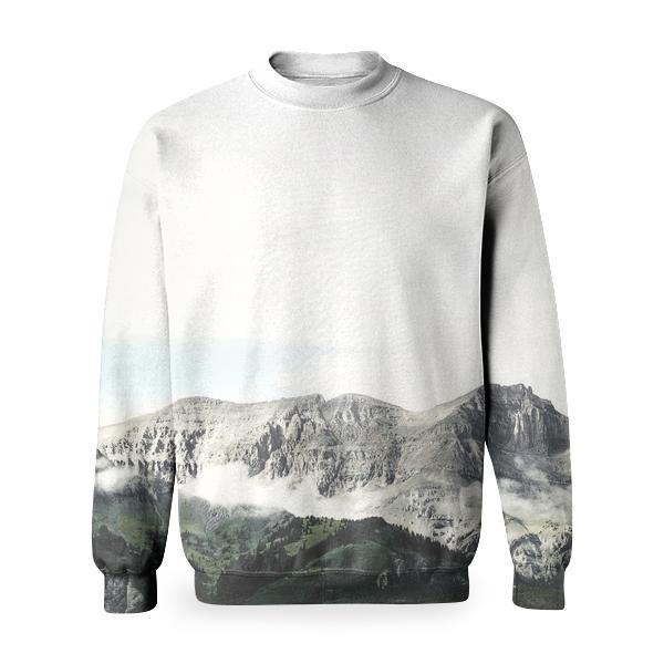 White Clouds Over Grey Mountain Range Basic Sweatshirt