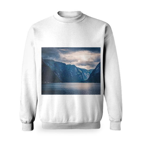 Ocean Near Mountain Ranges During Sunset Basic Sweatshirt