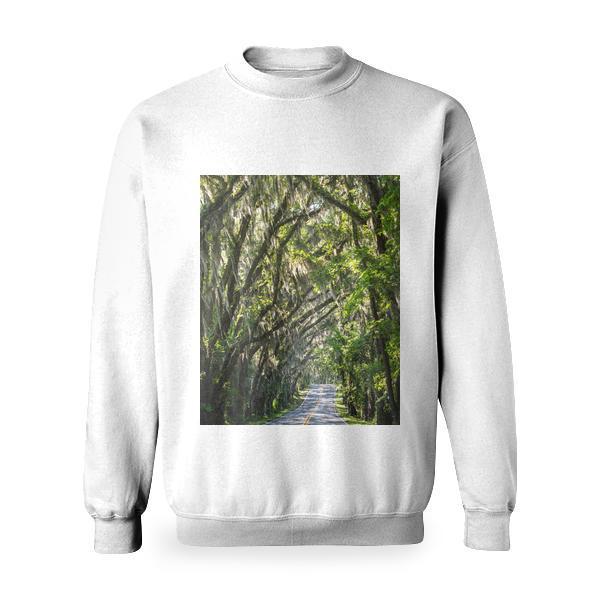 Road Passing Through Forest Basic Sweatshirt