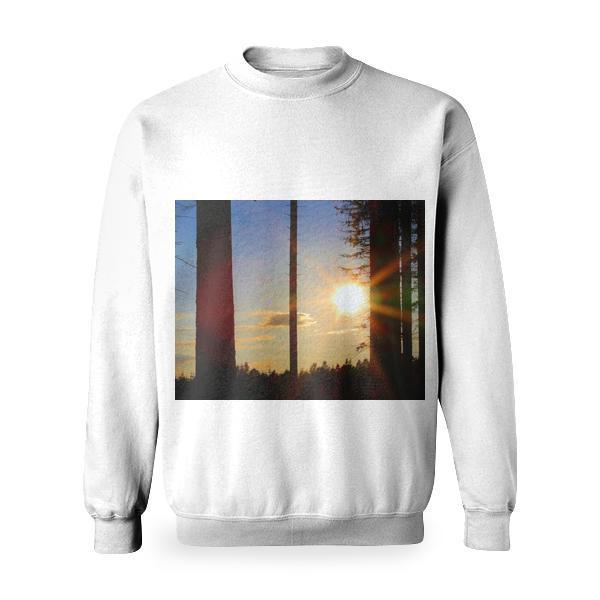 Silhouette Of Trees During Golden Hour Basic Sweatshirt