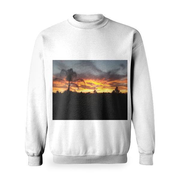 Palm Trees Silhouette During Golden Hour Basic Sweatshirt