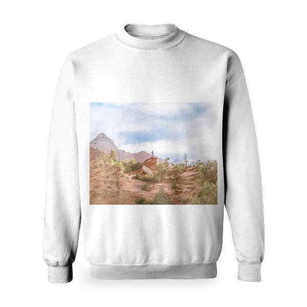 Brown Rocky Mountain Range During Daytime Basic Sweatshirt