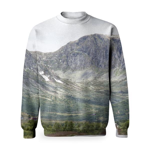 Road Landscape Mountains Nature Basic Sweatshirt