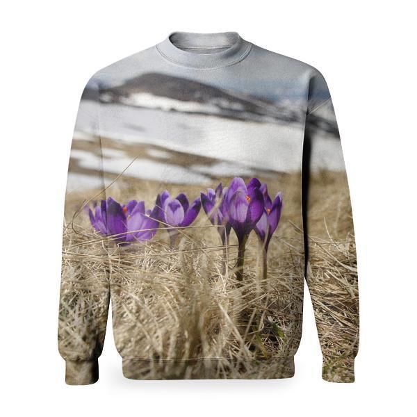 Purple Flower Basic Sweatshirt