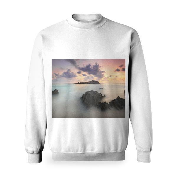 Time Lapse Photography Of High Rise Mountain Covered With Clouds Basic Sweatshirt