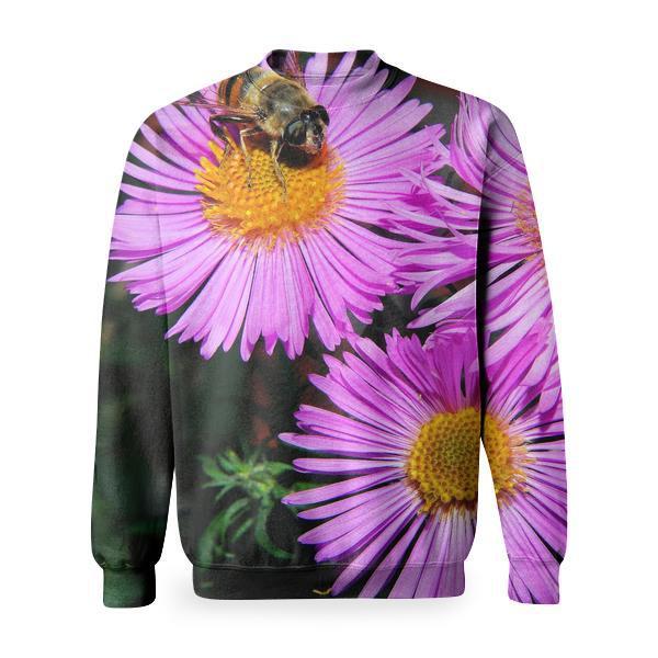 3 Pink Clustered Flowers In Close Up Shots Basic Sweatshirt