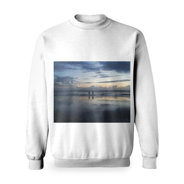 Two Person Standing Near The Sea Basic Sweatshirt