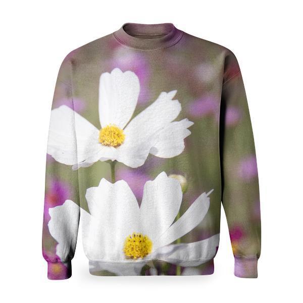 White Clustered Petal Flower Basic Sweatshirt