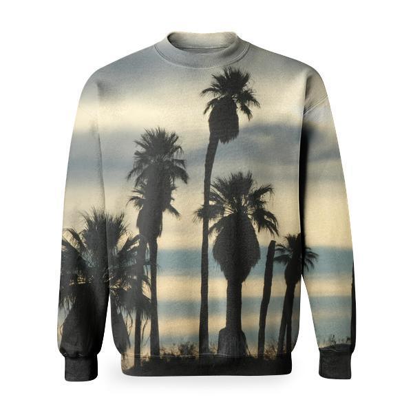 Silhouette Of Trees Under Cloudy Sky During Daytime Basic Sweatshirt