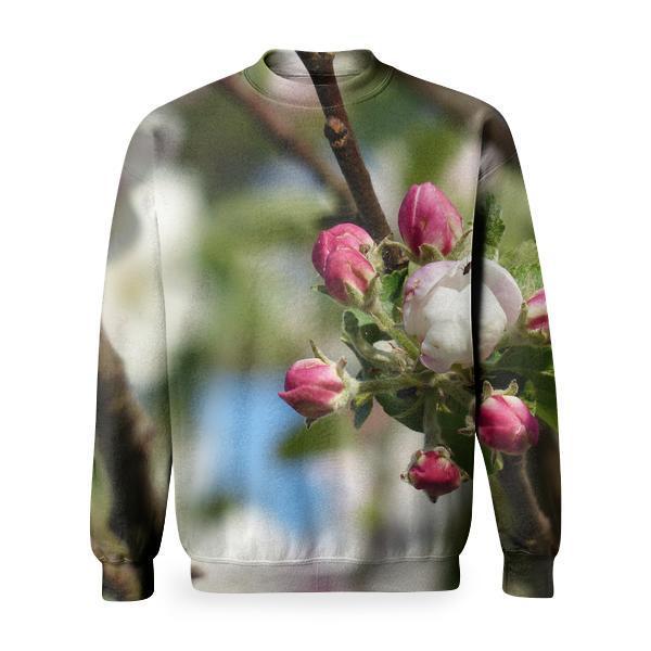 White And Red Flowers Beside Leaves In Bokeh Photography Basic Sweatshirt