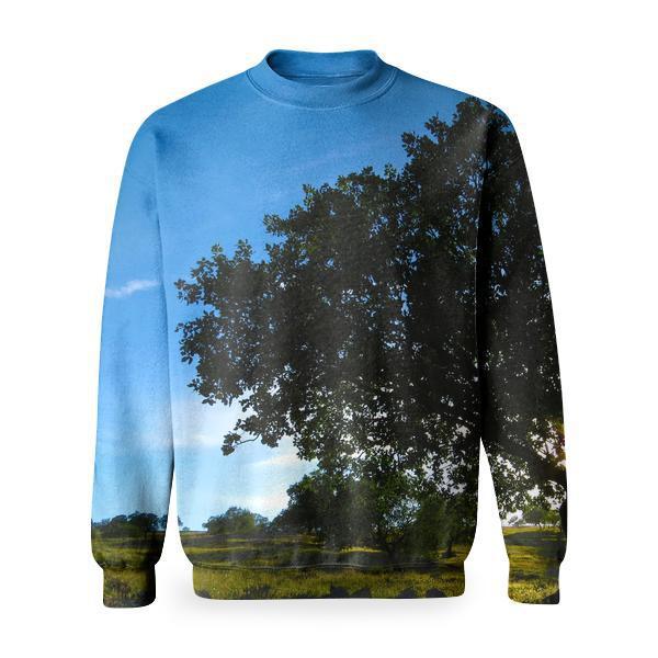 Wide View Tree And Green Grass During Daytime Basic Sweatshirt