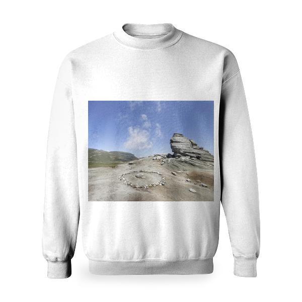 Gray Rock Formation Under White Clouds And Blue Sky During Daytime Basic Sweatshirt