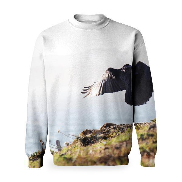 2 Eagle Near Green Grass And Cliff During Daytime Basic Sweatshirt