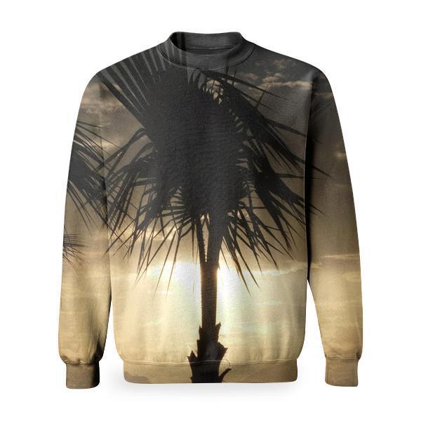 Silhouette Photo Of Coconut Tree Beside The Body Water Basic Sweatshirt