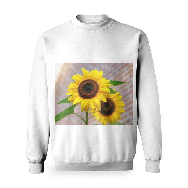 Yellow Sunflower Macro Photographyt Basic Sweatshirt