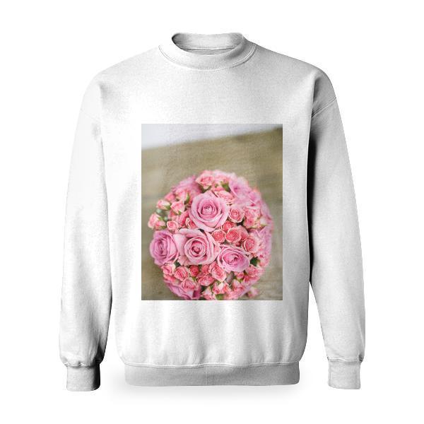 Pink Bouquet Of Flowers On Table Basic Sweatshirt