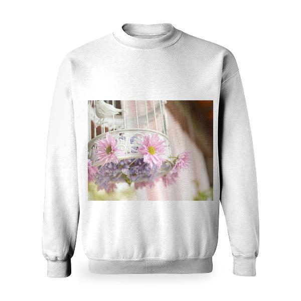 Flowers Birdcage Decoration Basic Sweatshirt