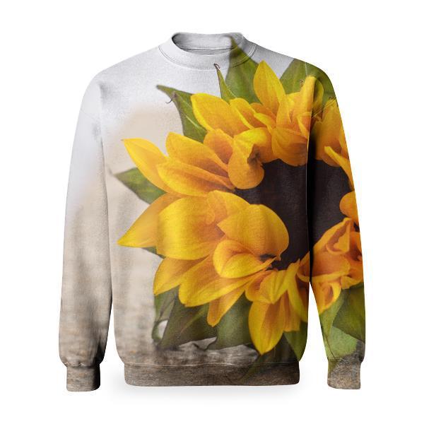 Yellow Petals Flower Sunflower Basic Sweatshirt