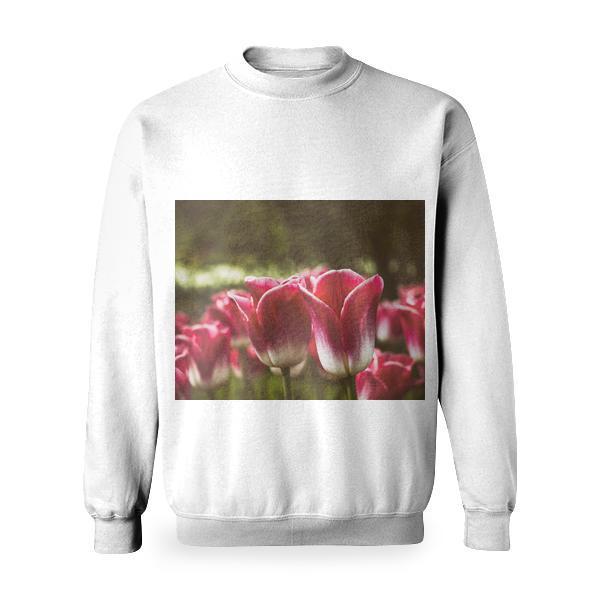 Red Tulips Flower Field Basic Sweatshirt