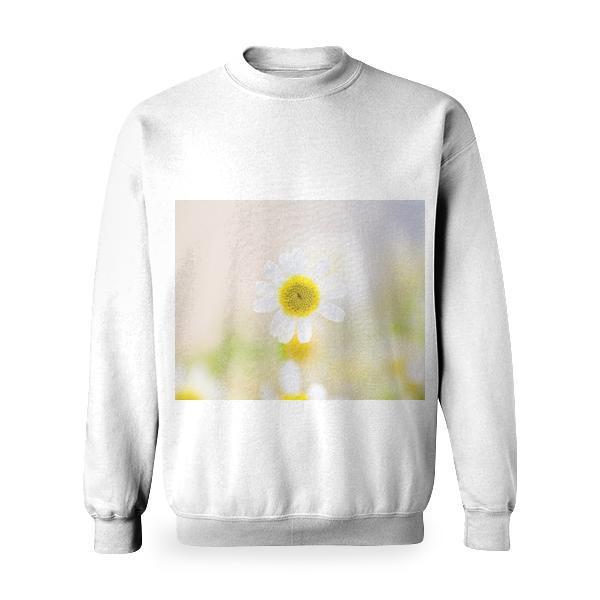White Yellow Flower Basic Sweatshirt