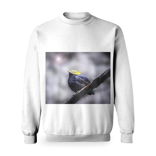 Yellow Head Black Short Beaked Bird Basic Sweatshirt